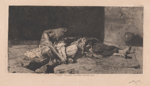 Arabe veillant le corps de son ami (Arkadaşının Bedenine Bakan Arap) by Marià Fortuny