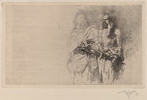 Kroki (İki Arap Figürü) by Marià Fortuny