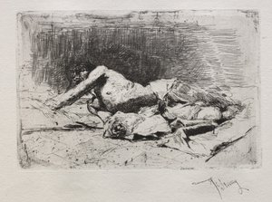 Adam yuvarlanan toprak. by Mariano José María Bernardo Fortuny y Carbó