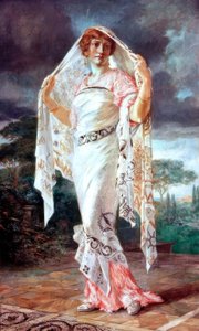 Pompeian kıyafeti içinde Henriette Fortuny portresi