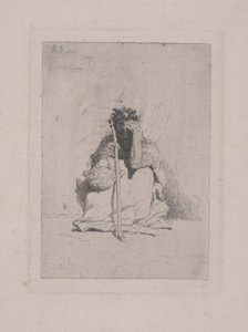 İsimsiz - Bastonlu Çömelme Figürü (gravür) by Mariano José María Bernardo Fortuny y Carbó