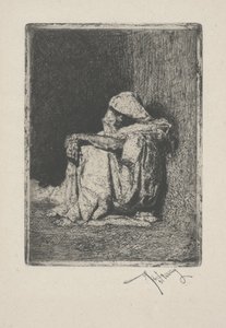 Oturan Arap veya Arabe eşek by Mariano José María Bernardo Fortuny y Carbó
