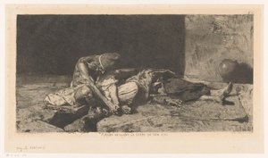 Arap adam arkadaşının cesedini izliyor Arabe veillant sur le corps de son ami (nesnedeki başlık)
