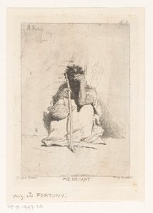 Baston Mendiant ile oturan dilenci (nesne üzerinde başlık) by Mariano José María Bernardo Fortuny y Carbó