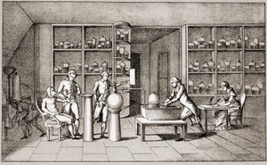 Antoine Laurent de Lavoisier (1743-1794), Fransız kimyager, istirahat halindeki insanın nefes alması üzerine bir deney yürütüyor. Bayan Lavoisier tarafından çizim. Paris 18. yüzyıl. Leemage koleksiyonu by Marie Anne Pierrette Lavoisier