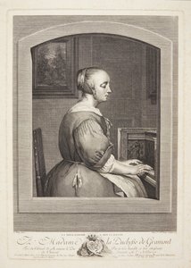 Klavsen çalan Hollandalı bir kadın, pencereden görülüyor by Marie Louise Adélaïde Boizot
