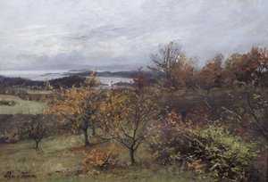Sonbahar, Nesbyen (tuval üzerine yağlı boya) by Marie Tannæs