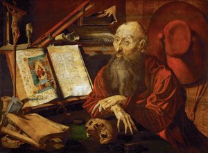 Aziz Jerome dans sa cellule - Hücresinde Aziz Jerome, Reymerswaele, Marinus Claesz, van (yaklaşık 1490-1567