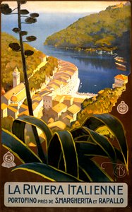 İtalyan Rivierası Seyahat Posteri, c.1920 (lito)