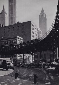 Manhattan: Coenties Slip, yükseltilmiş demiryolu (s/b fotoğraf)