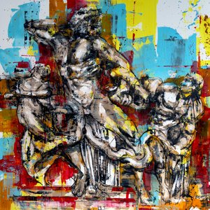 Laocoonte Grubu, 2024 (ters çevrilmiş tuval üzerine akrilik ve yağlıboya) by Mario Henrique