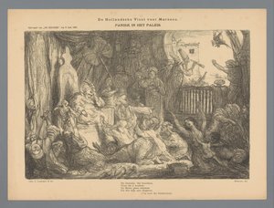 Fas için Hollanda Filosu. Sarayda panik (nesnedeki başlık) by Marius Bauer