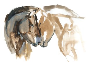 Burundan Buruna (Przewalski), 2013 (sennelier mürekkebi, sulu boya ve guaj) by Mark Adlington