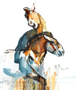 Paleolitik (Przewalski), 2013 (sennelier mürekkebi, sulu boya ve guaj) by Mark Adlington