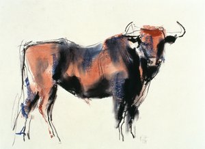 Red Bull, 1998 (kağıt üzerinde grafit, konte ve kömür) by Mark Adlington