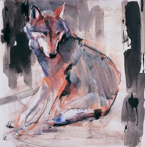 Oturan Kurt, 2000 (kağıt üzerinde karışık teknik) by Mark Adlington