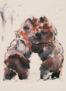 Güreş (kağıt üzerinde kömür und conte) by Mark Adlington