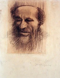 Bir Haham Başkanı, c.1910 (devetüyü kağıda tebeşir) by Mark Gertler