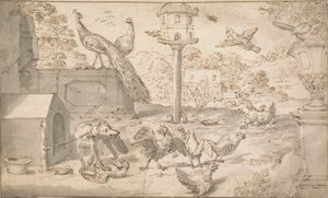 Kuşlar ve Köpek ile Manzara by Marmaduke Cradock