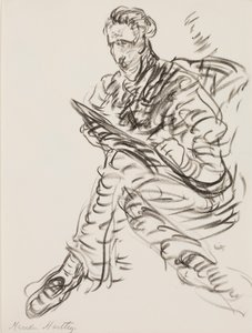 Bir ressam olarak otoportre, c.1908 (kağıt üzerinde litografik mum boya)