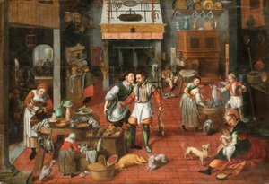 Mutfak iç , c. 1565. by Marten van Cleve the Elder
