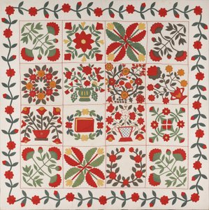 "Albüm Yorgan", Baltimore, Maryland, c.1861 (ipek ve yünlü pamuk) by Martha E. Keech
