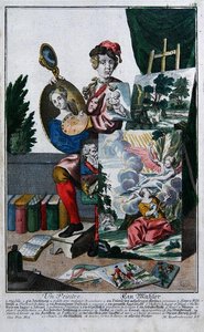 Bir Ressam, c.1735 (renkli gravür) by Martin Engelbrecht
