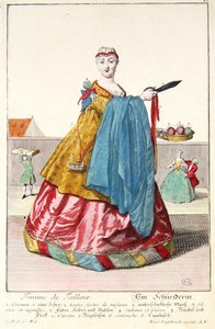 Terzinin Karısı, c.1735 (renkli gravür) by Martin Engelbrecht