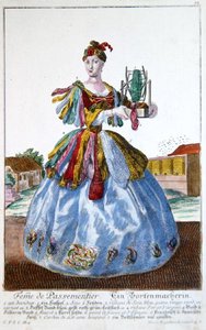 Yumuşak Bir Döşemecinin Karısı, c.1735 (renkli gravür) by Martin Engelbrecht