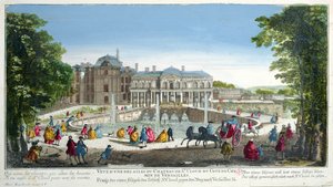 Versay yakınlarındaki Chateau de Saint-Cloud'un görünümü, 18. yüzyılın ortalarında (renkli gravür) by Martin Engelbrecht