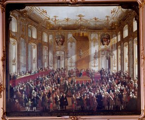 Avusturya Marie Therese (1717-1780) Martin van Meytens (1695-1770) 1764 Viyana tarafından 1764 yılında Aziz Stephen Nişanı kurum töreninde. Kunsthistorische Müzesi - Avusturya Maria Theresa (1717-1780) yatırım töreni sırasında o