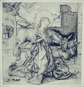 "Adoration of the Child (kalem ve mürekkep) by Martin Schongauer