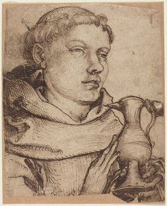 Cemaatte Yardım Eden Bir Keşiş Büstü by Martin Schongauer