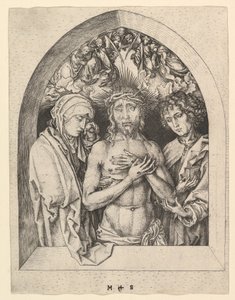 Bakire ve Aziz John ile Acıların Adamı Olarak İsa, ca. 1435-1491. by Martin Schongauer