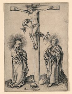 Meryem ve Yuhanna ile Çarmıhta İsa by Martin Schongauer