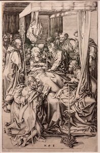 Kağıt üzerine oyma. Meryem'in Ölümü. Martin Schongauer. 1470-1491 civarı. (kağıt üzerine oyma) by Martin Schongauer