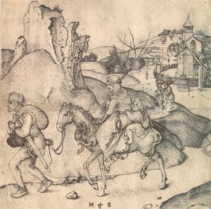 Pazara Giden Köylü Ailesi, 1473-1475. by Martin Schongauer