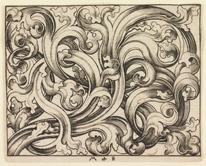 Hafif bir arka plan üzerinde yatay dolgu (yatay süsleme) by Martin Schongauer