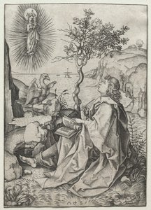 Patmos Adası'ndaki Aziz John Evangelist by Martin Schongauer