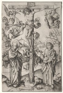 Dört Melekle Çarmıha Gerilme. by Martin Schongauer