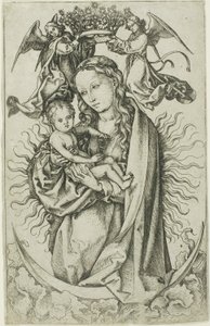 İki Melek Tarafından Taçlandırılan Hilaldeki Madonna by Martin Schongauer