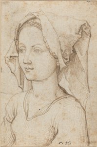 eşarp takan genç kadın by Martin Schongauer