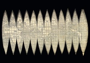 Bir dizi karasal küre şeklinde dünya haritası, 1507