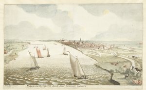 Waal üzerinde Nijmegen yakınlarındaki surların görünümü Sir General Coehoorn tarafından Güçlendirilmiş Nymegen (nesne üzerindeki başlık) by Martinus Berkenboom