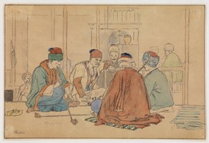 Pipo içen erkeklerle kafe iç by Martinus Rørbye