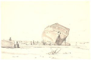 Kalafat altında bir gemi by Martinus Rørbye