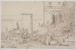 Propylaea önünde kazı by Martinus Rørbye