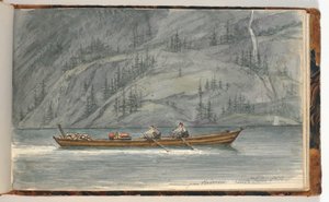 Kürekli tekne ile fiyort manzara. Krøderen, Norveç by Martinus Rørbye