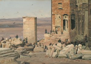Akropolis harabelerinde çalışan Yunanlılar