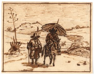 Eşek binicisi ve bir yaya ile İtalyan manzarası by Martinus Rørbye